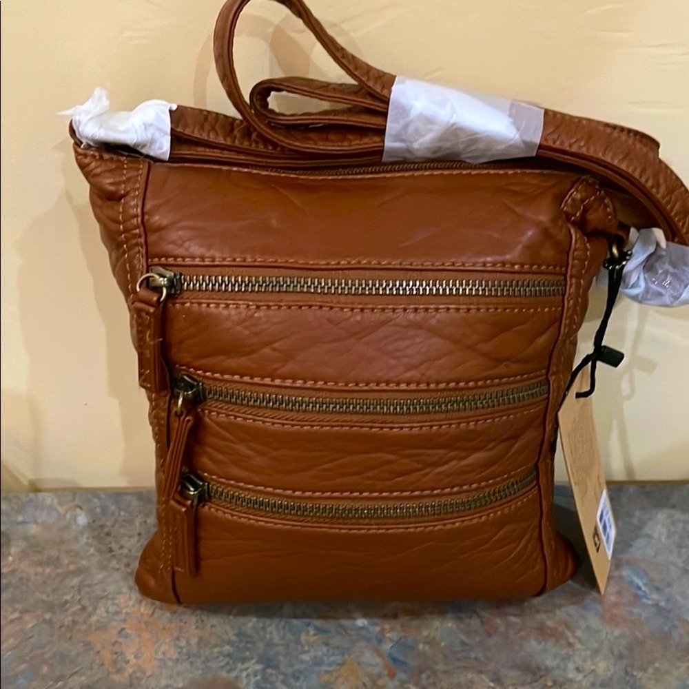 Brown Vegan Leather Crossbody Bag